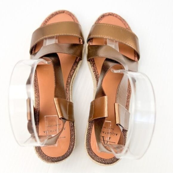 Aquatalia Sandal Espadrille womens size 6 Maggie wedge copper brown strap - Picture 8 of 14
